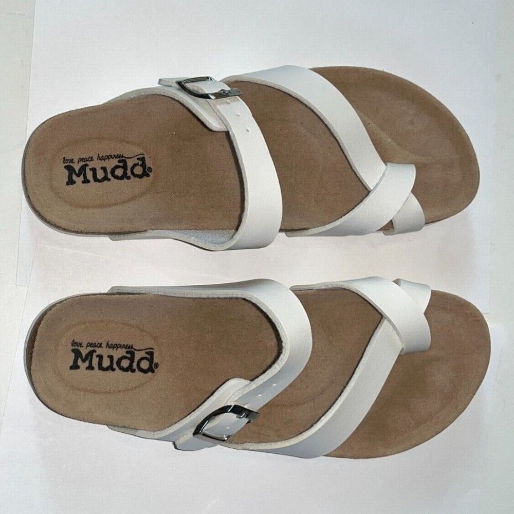 Mudd Sandals White Strap Flip Flops Slip On Shoes Women's